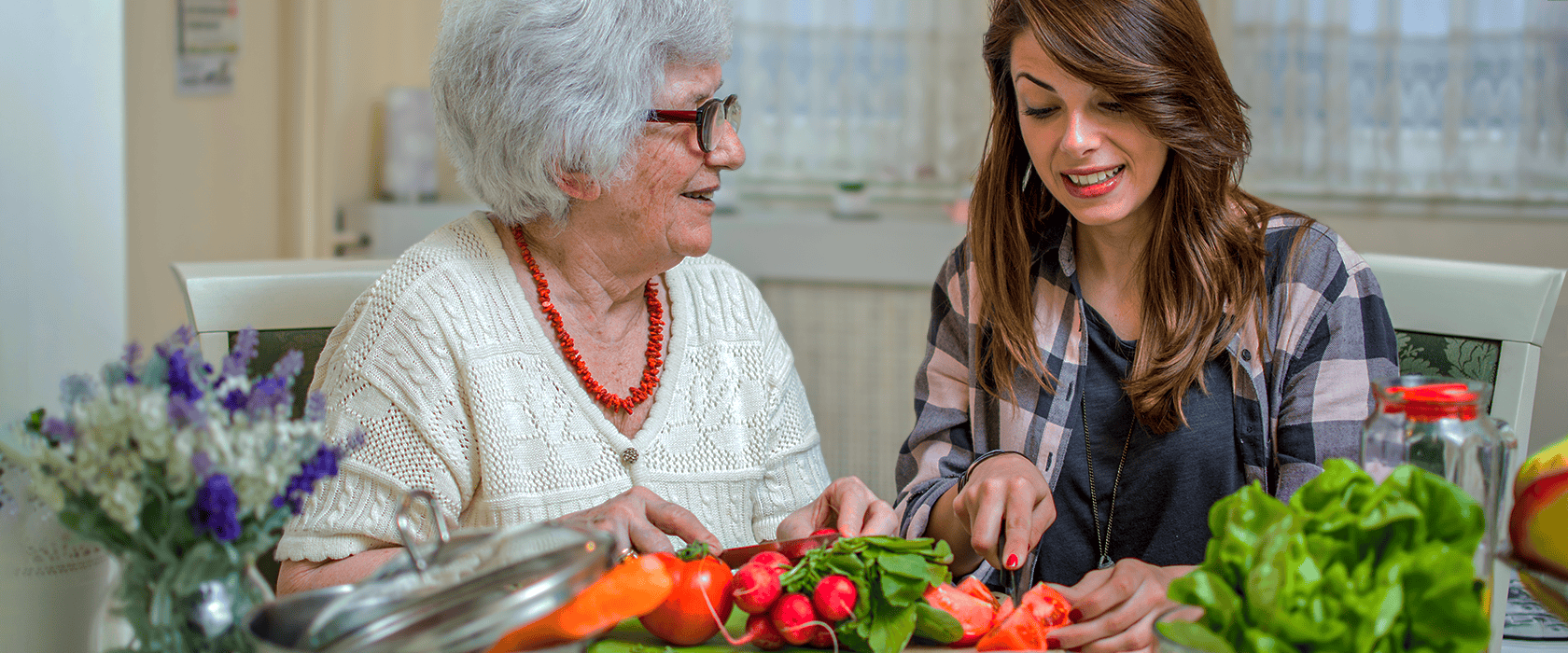 healthy spring recipes for seniors - chopping vegetables 